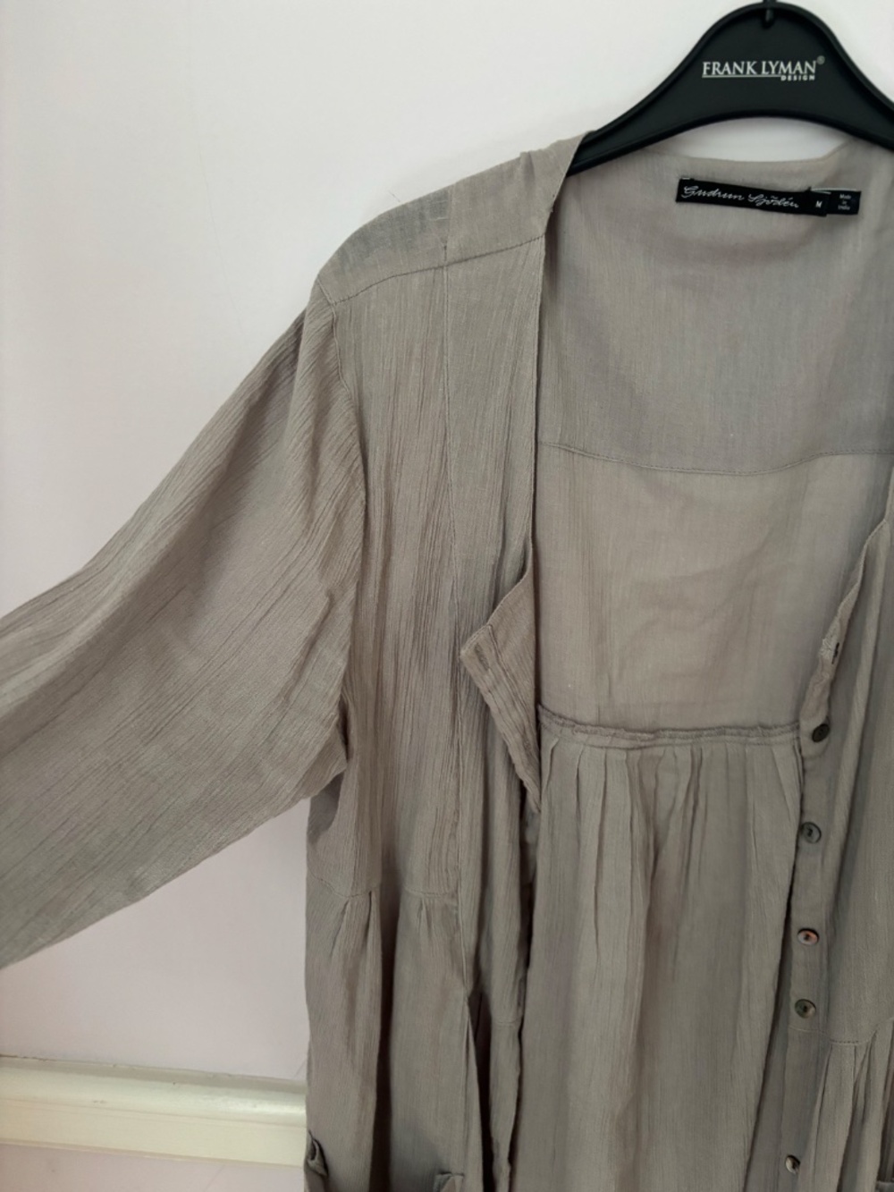 Gudrun Sjoden Long gray cardigan smock w/pockets - medium - Picture 2 of 4
